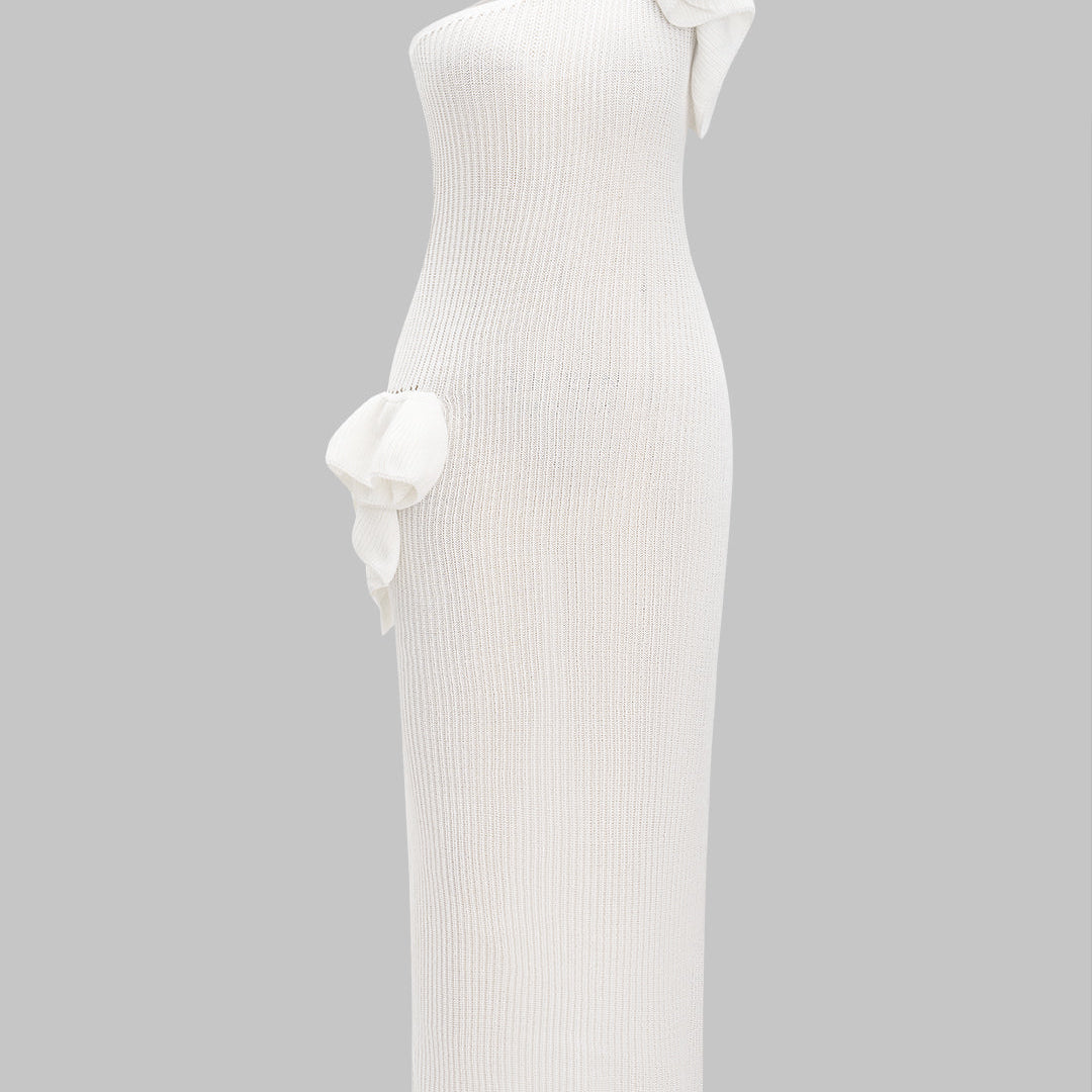 Sukienka asymetryczna z ozdobnymi falbanami