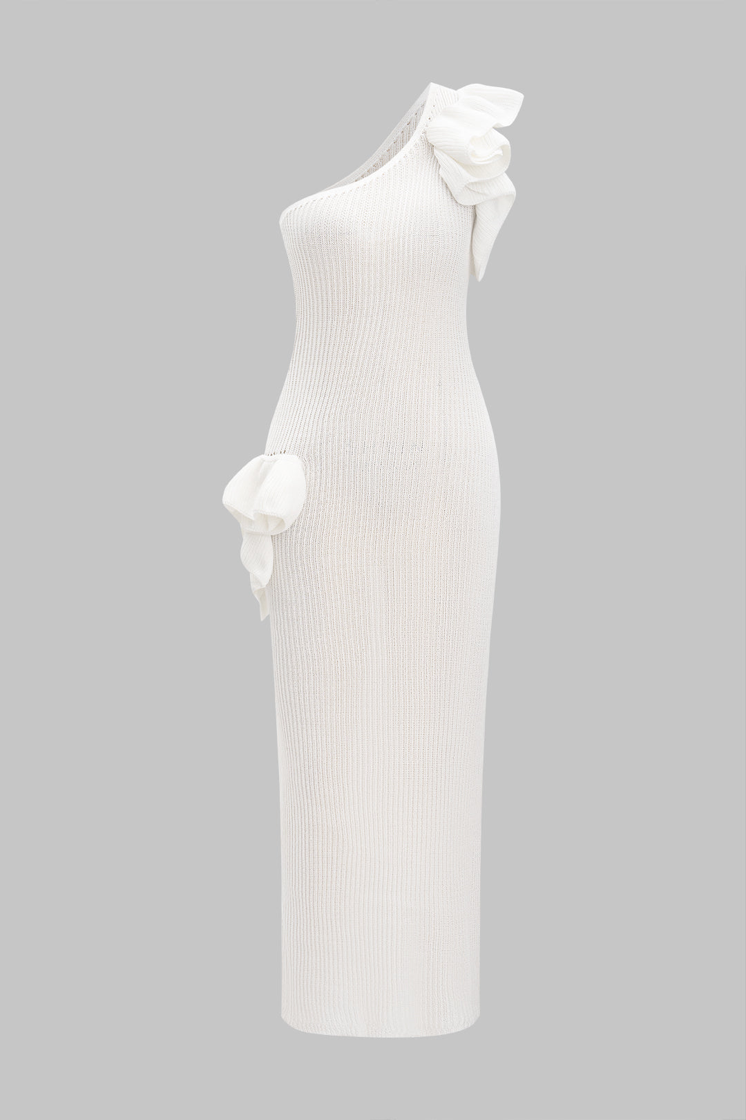 Sukienka asymetryczna z ozdobnymi falbanami