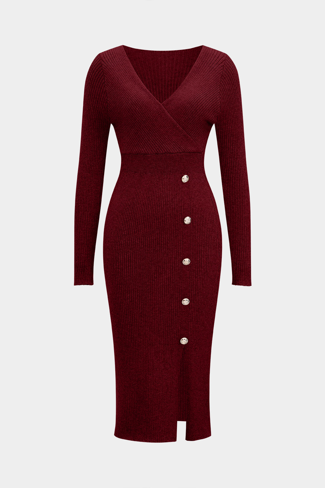 Sukienka dzianinowa z ozdobnymi guzikami midi