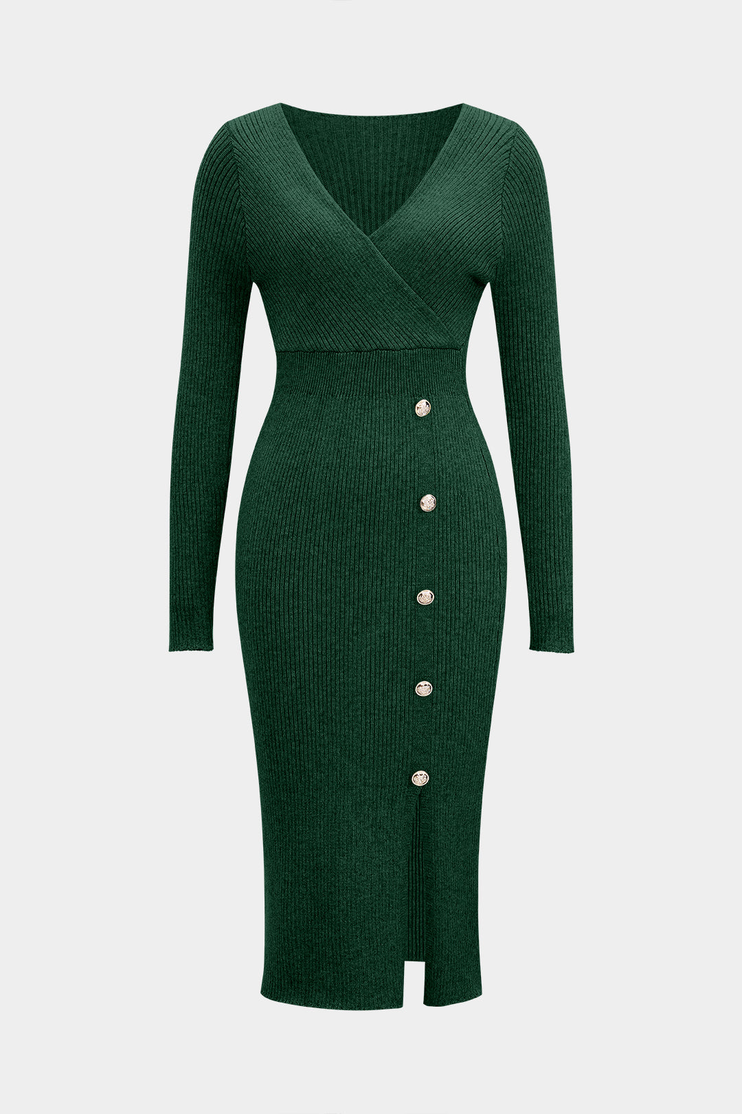 Sukienka dzianinowa z ozdobnymi guzikami midi