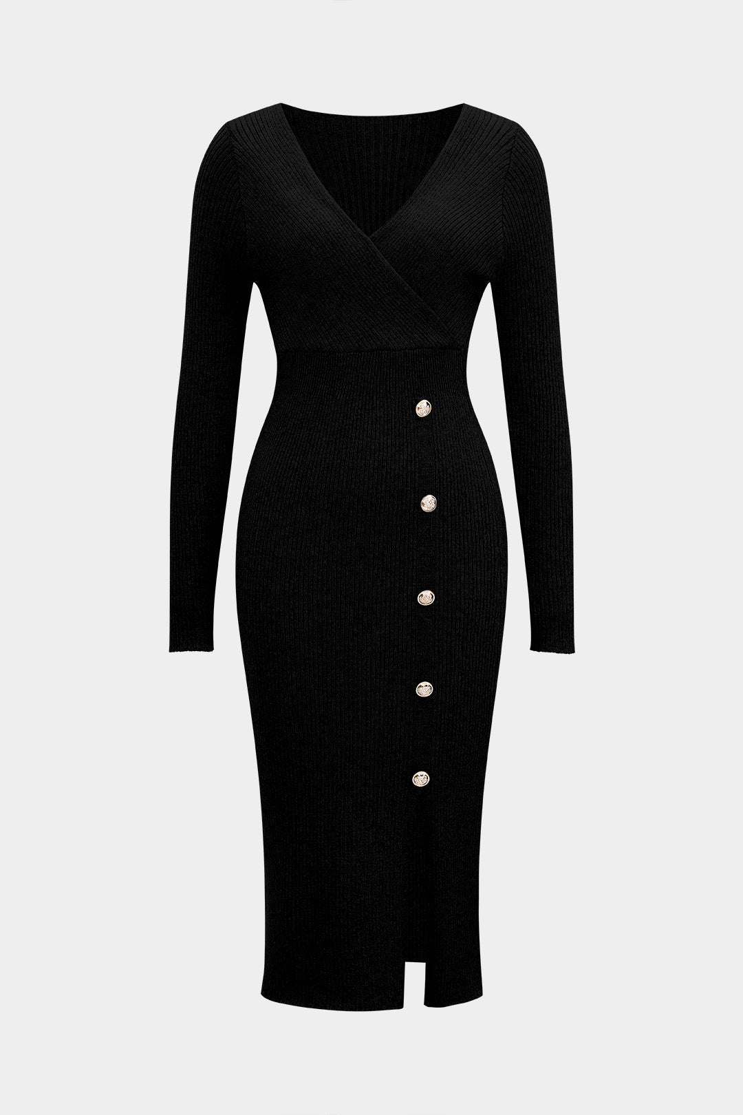 Sukienka dzianinowa z ozdobnymi guzikami midi