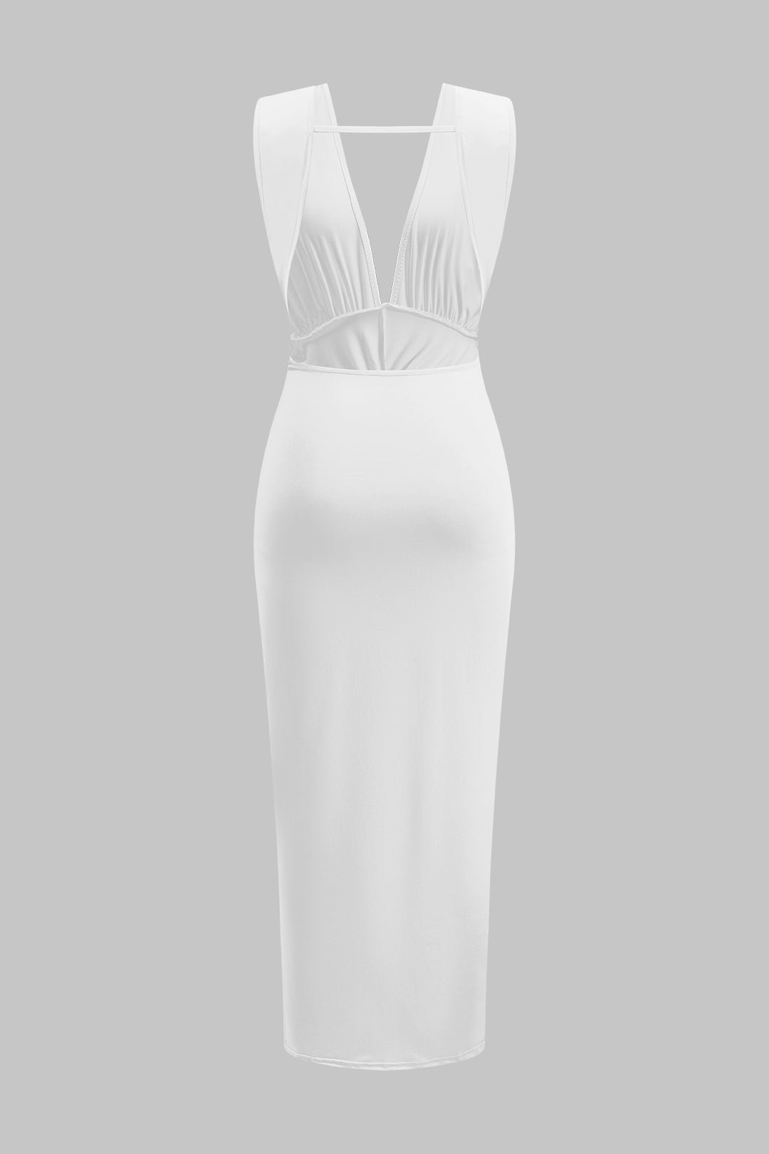 Sukienka midi z drapowaniem i dekoltem V