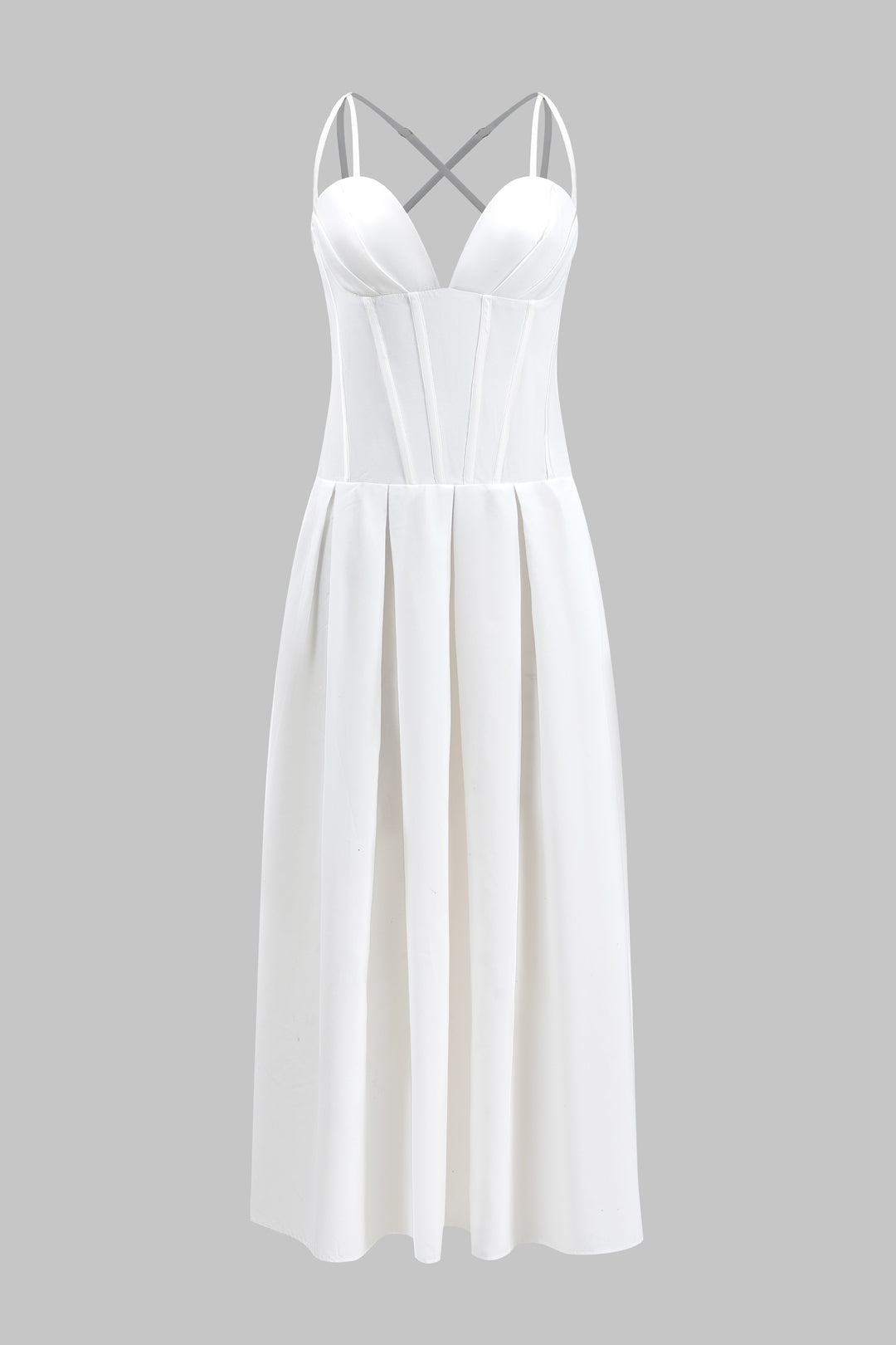 Sukienka midi z gorsetowym topem na ramiączkach