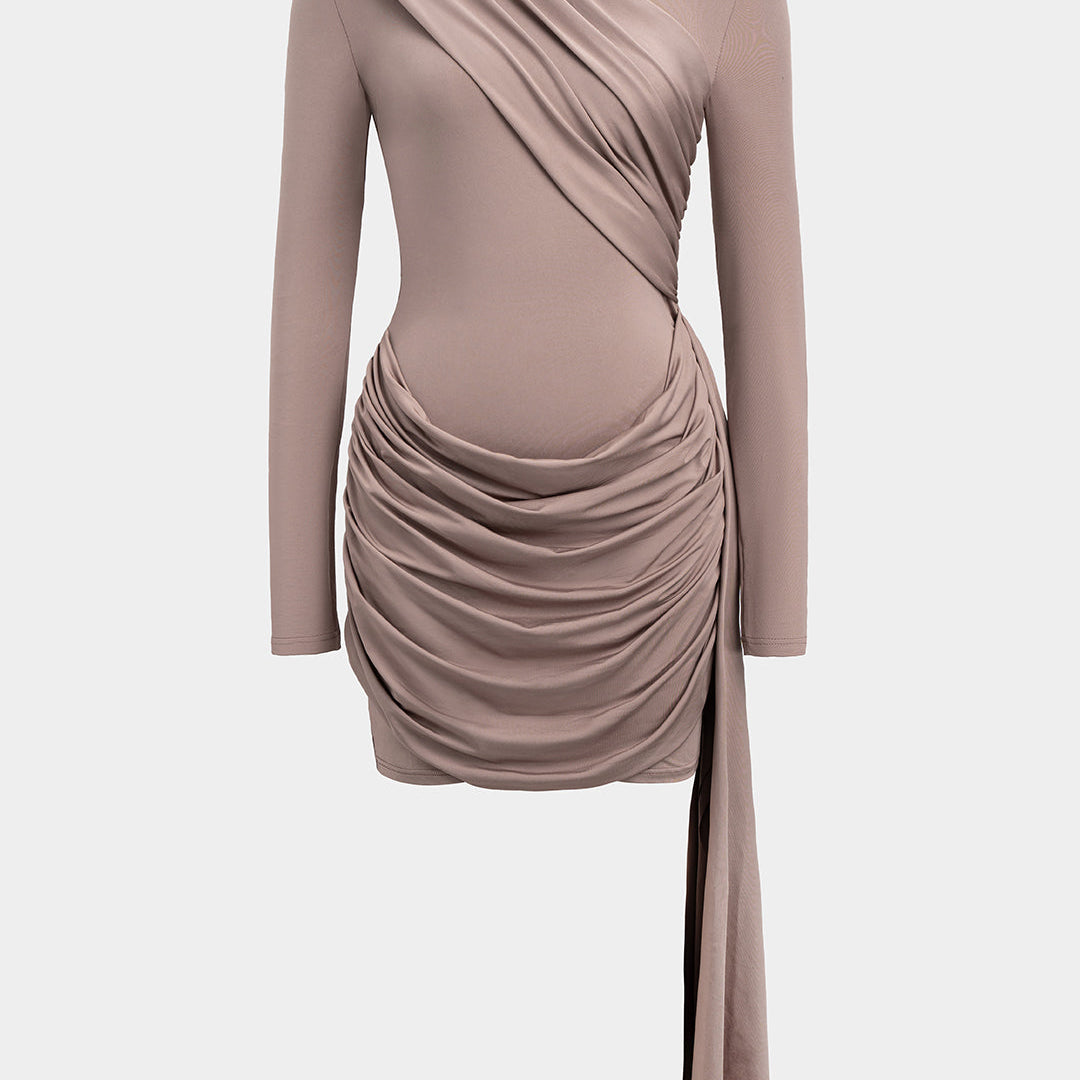 Sukienka mini asymetryczna z drapowaniem elegancka