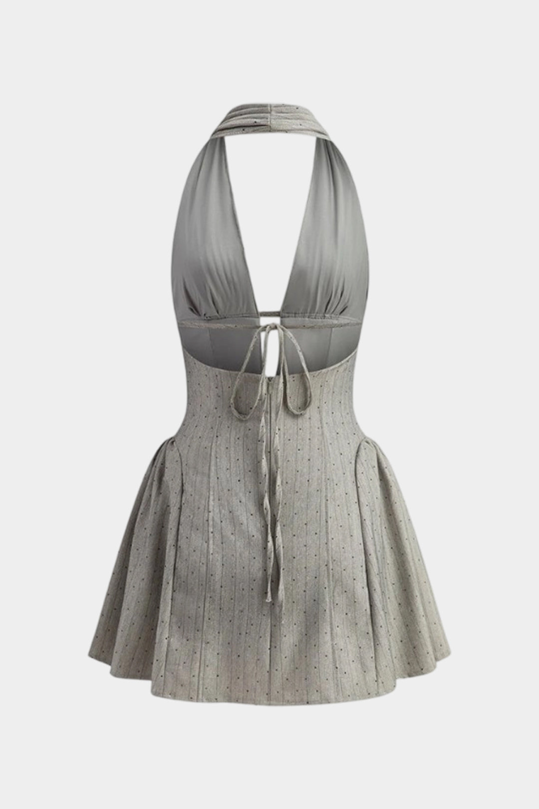 Sukienka mini z dekoltem halter plisowana elegancka