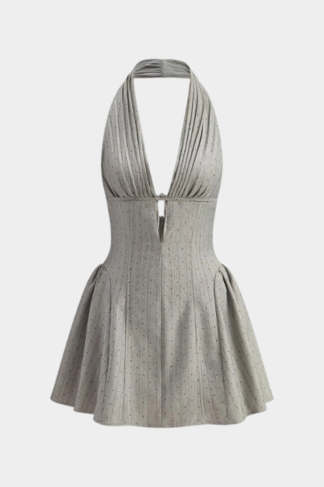 Sukienka mini z dekoltem halter plisowana elegancka