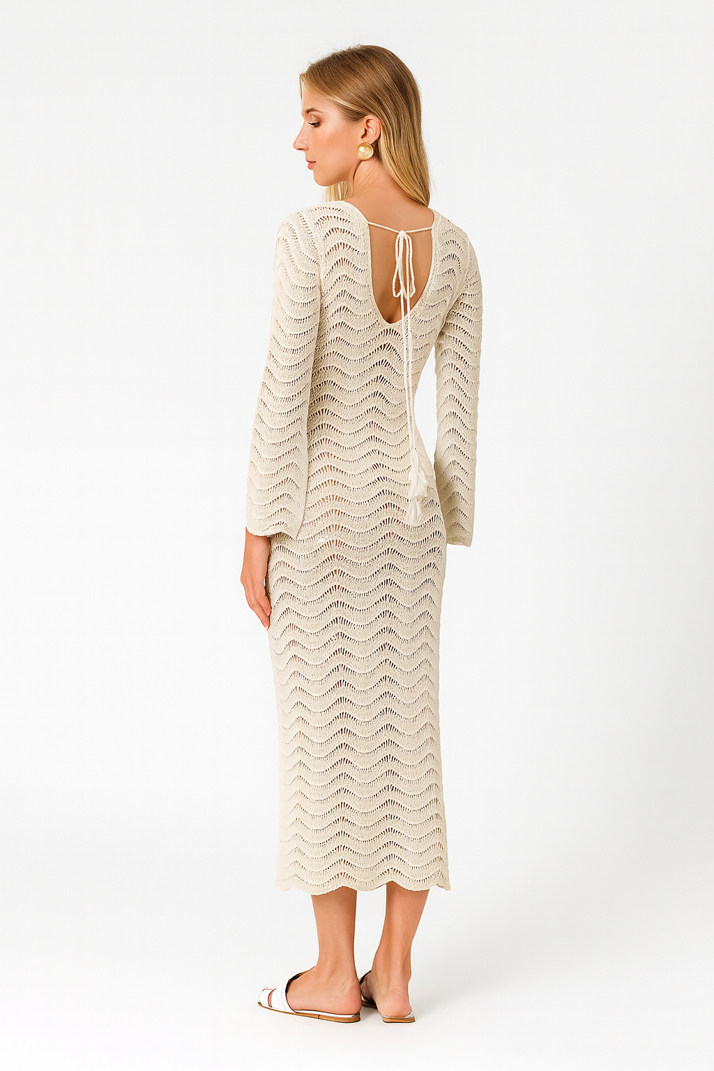 Sukienka plażowa z dzianiny z ażurowym wzorem