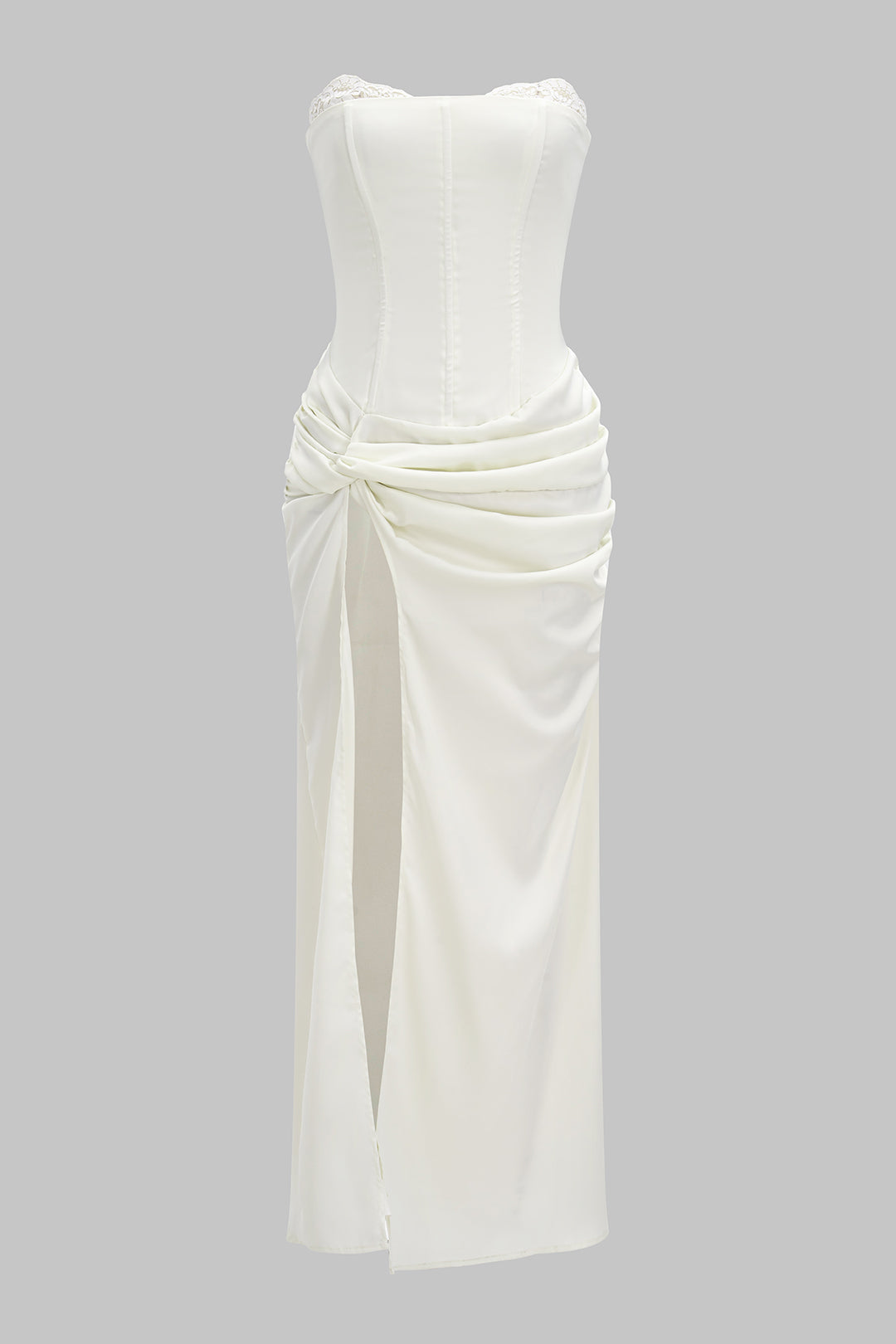 Sukienka wieczorowa z gorsetowym topem drapowana