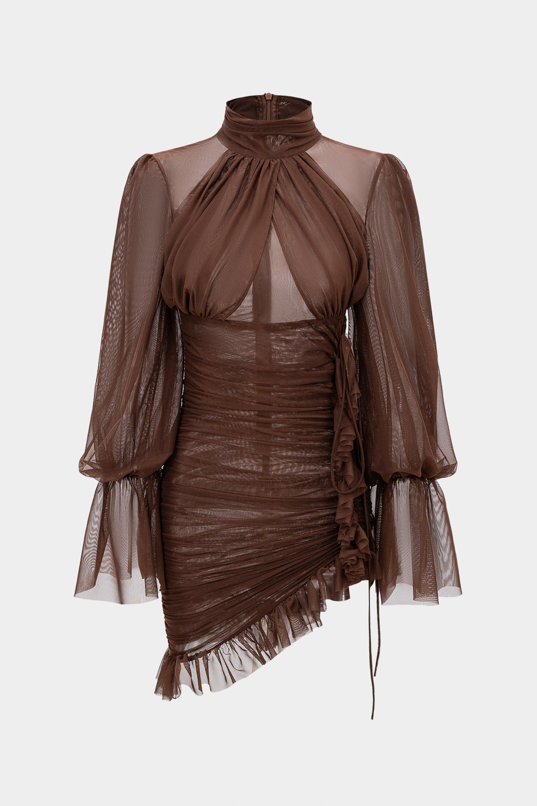 Sukienka wieczorowa z marszczeniami i falbanami