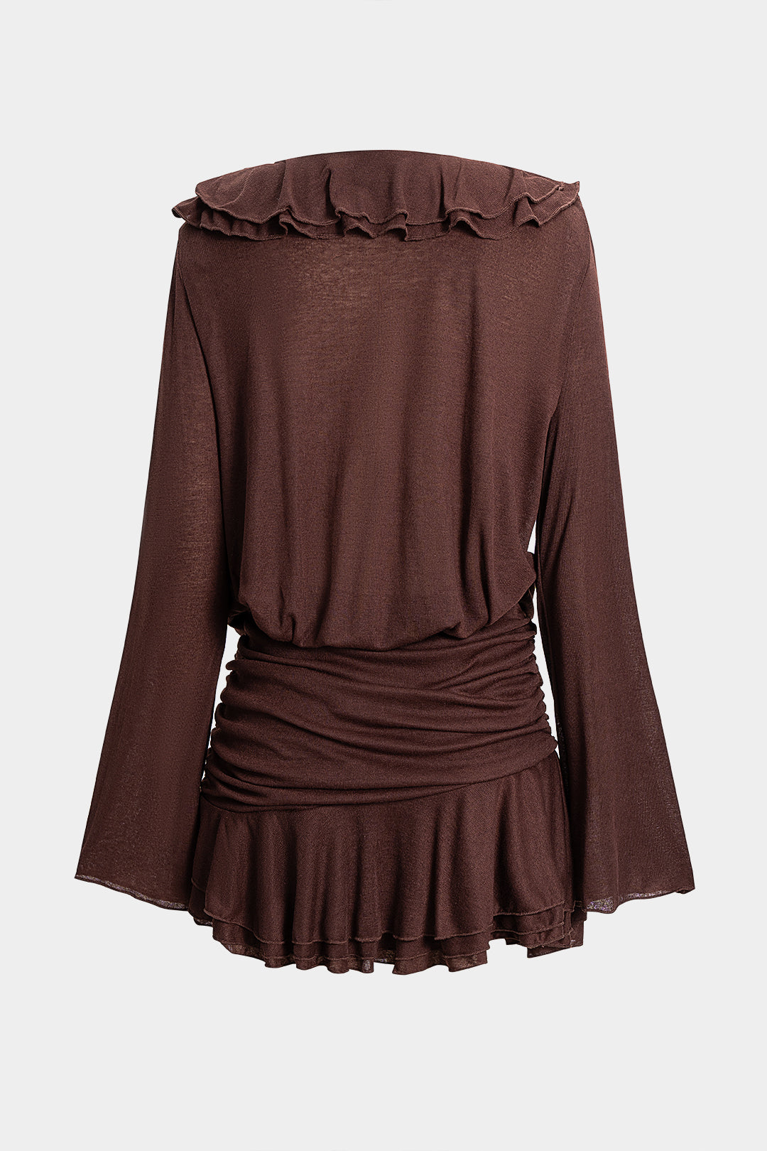 Sukienka z falbanami i długimi rękawami