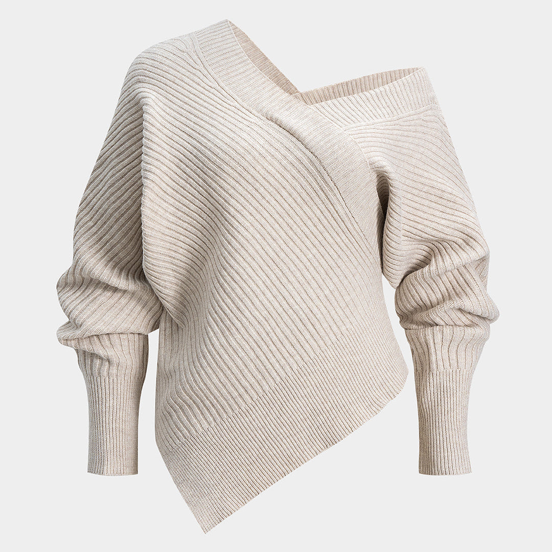 Sweter asymetryczny z odkrytym ramieniem