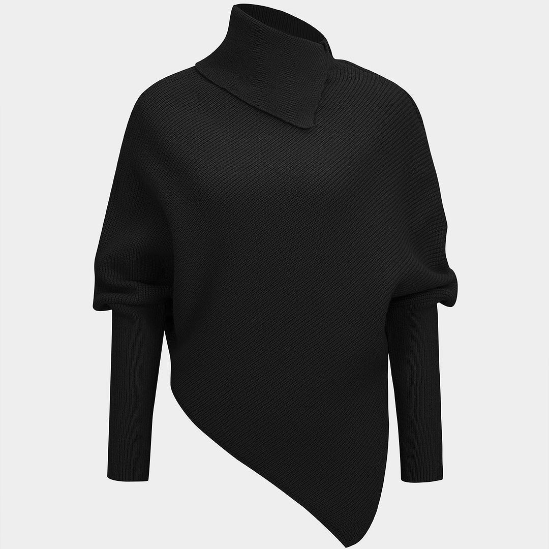 Sweter asymetryczny z wysokim kołnierzem