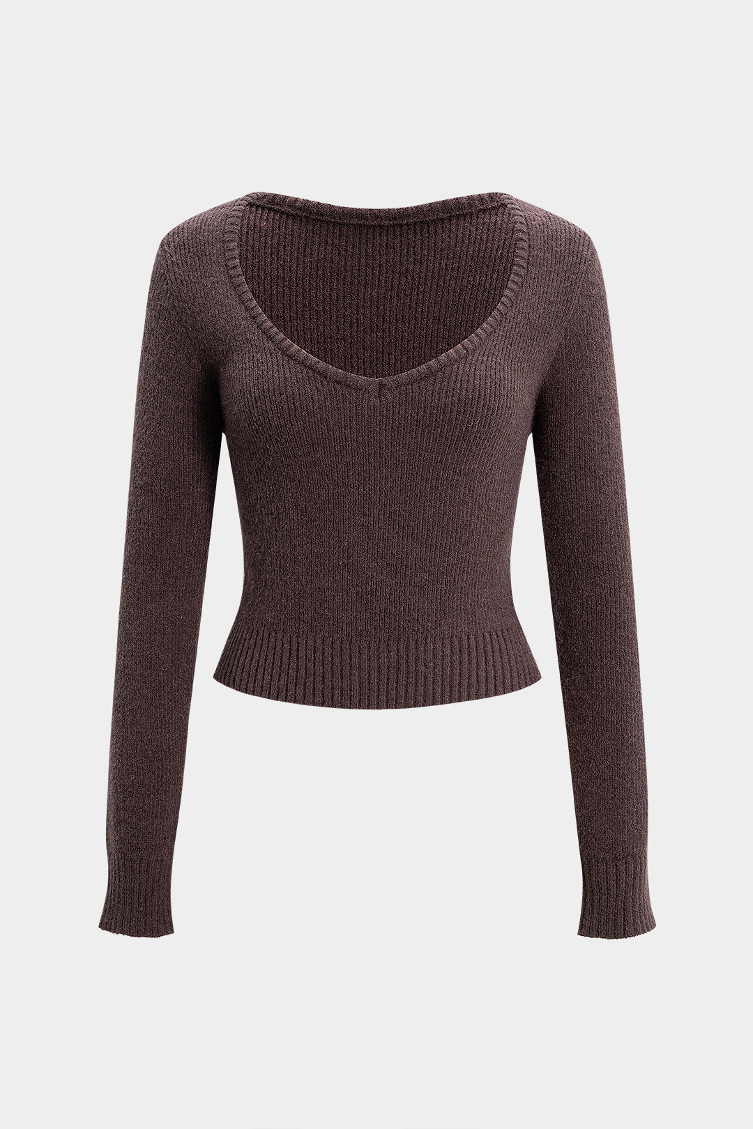 Sweter damski z dekoltem w serek prążkowany