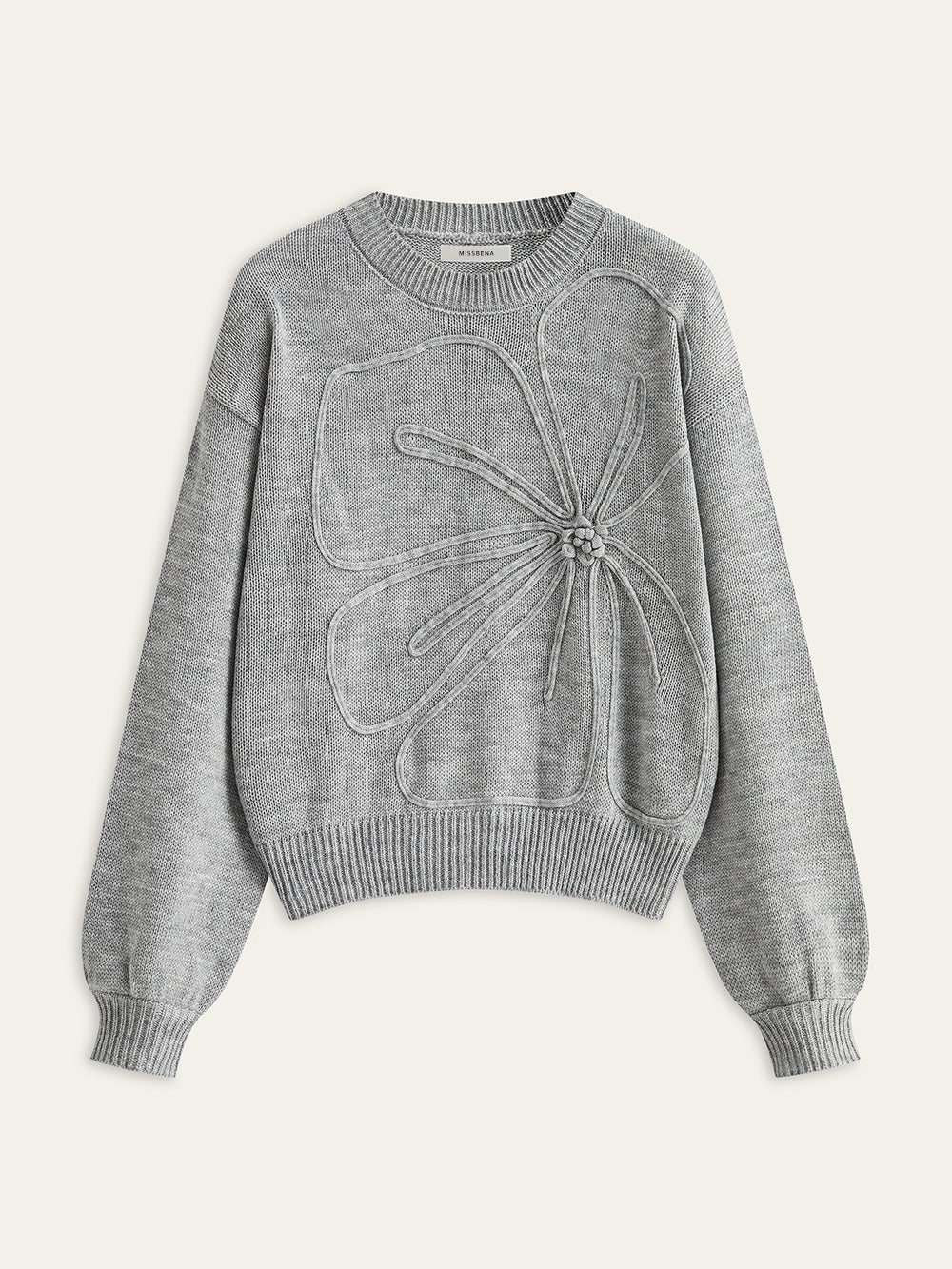 Sweter damski z ozdobnym kwiatowym wzorem