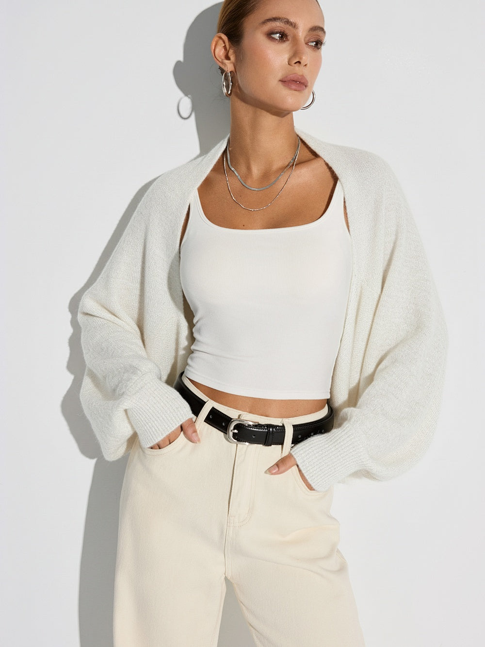 Sweter damski z szerokimi rękawami kardigan