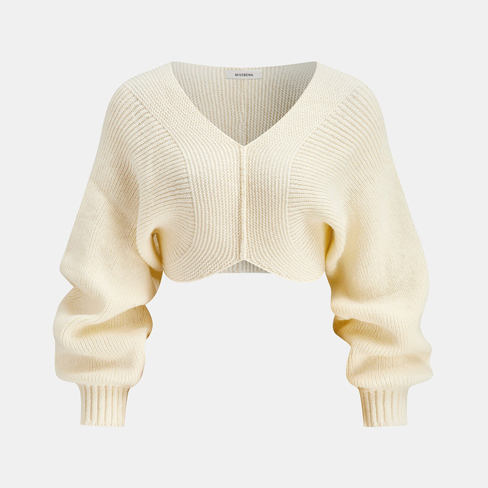 Sweter krótki z szerokimi rękawami