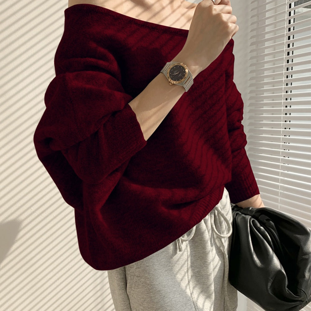 Sweter oversize z odkrytymi ramionami casualowy