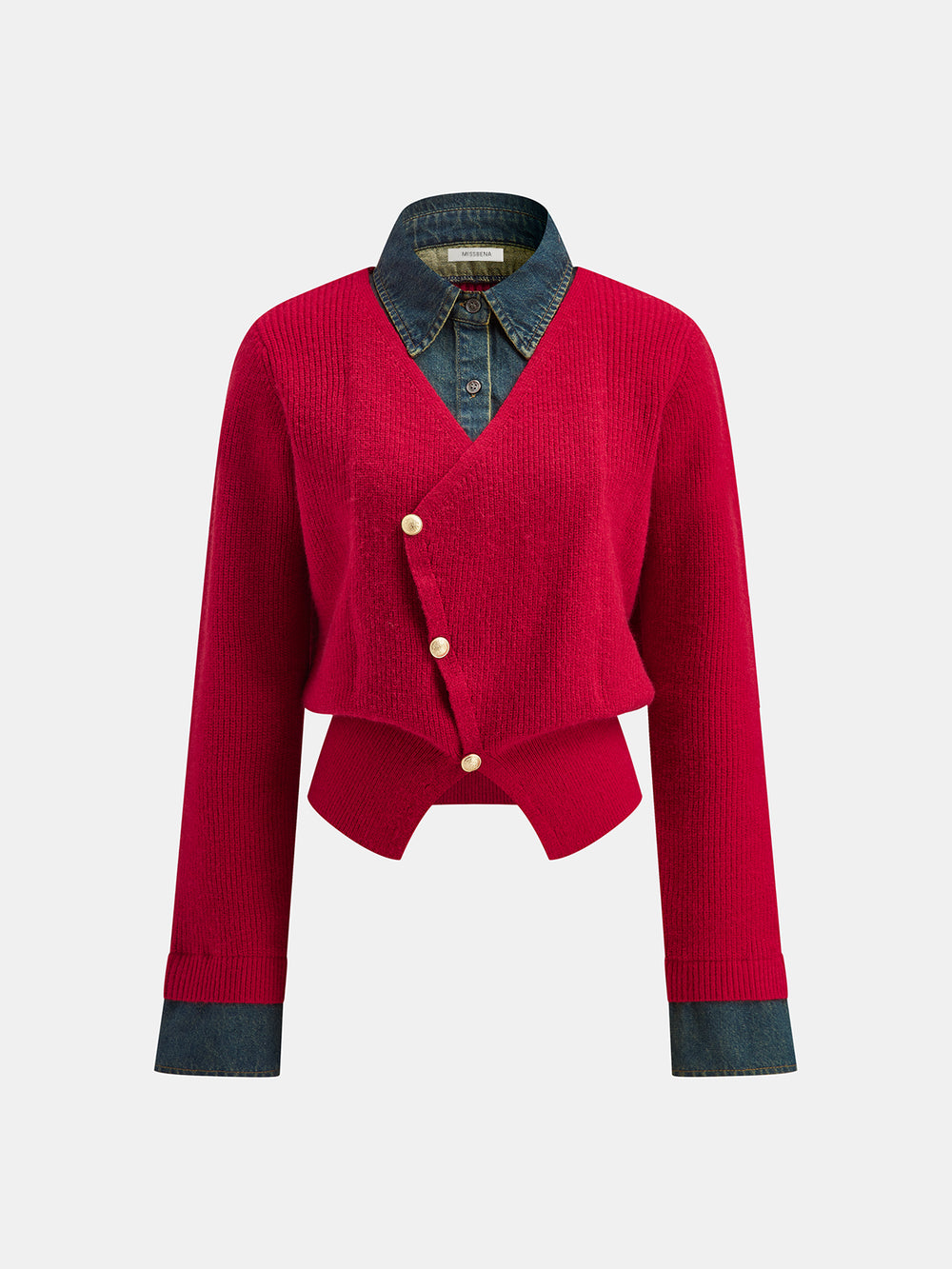 Sweter z asymetrycznym zapięciem na guziki