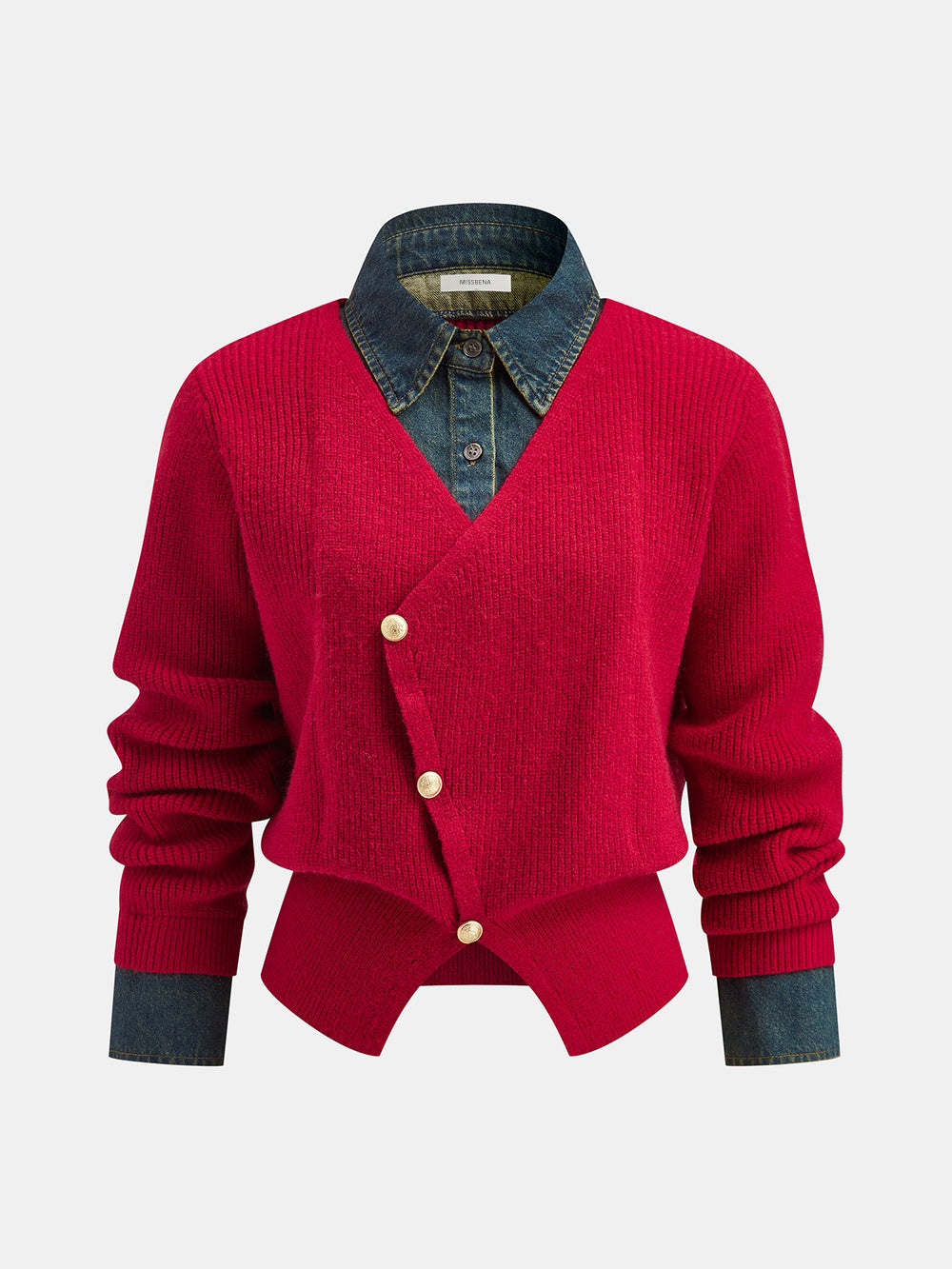 Sweter z asymetrycznym zapięciem na guziki