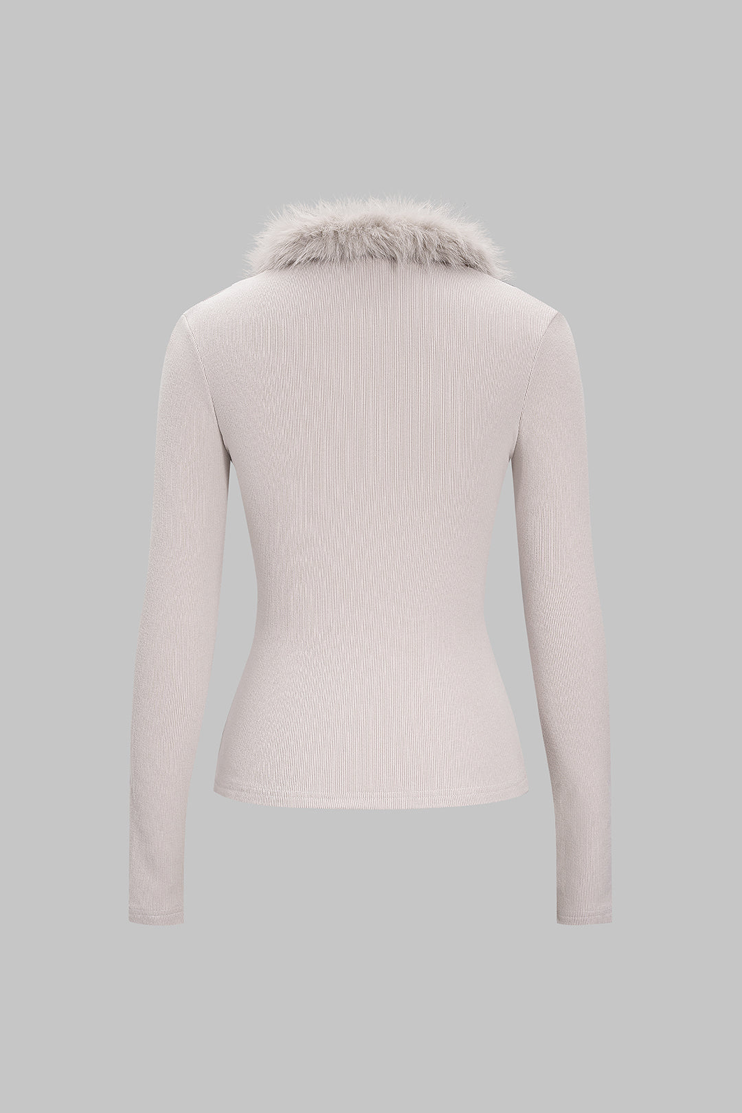 Sweter z dekoltem w serek z futrzanym wykończeniem