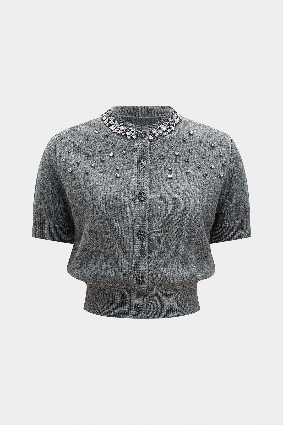 Sweter z krótkim rękawem i ozdobnymi guzikami