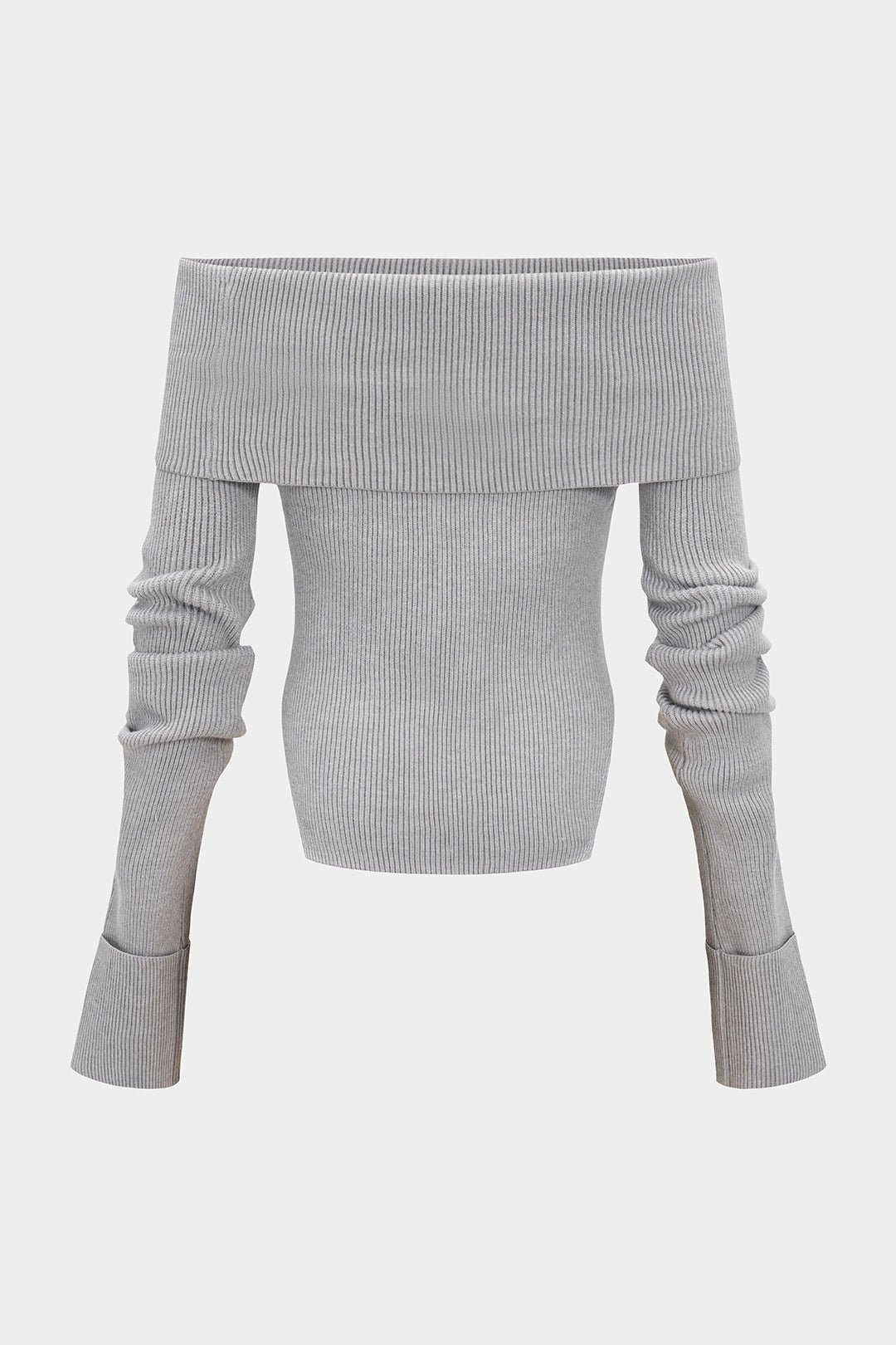 Sweter z odkrytymi ramionami i długimi rękawami