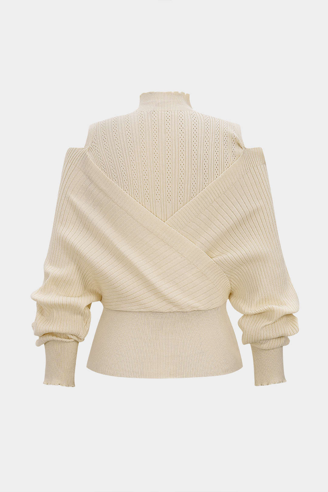 Sweter z odkrytymi ramionami i golfem