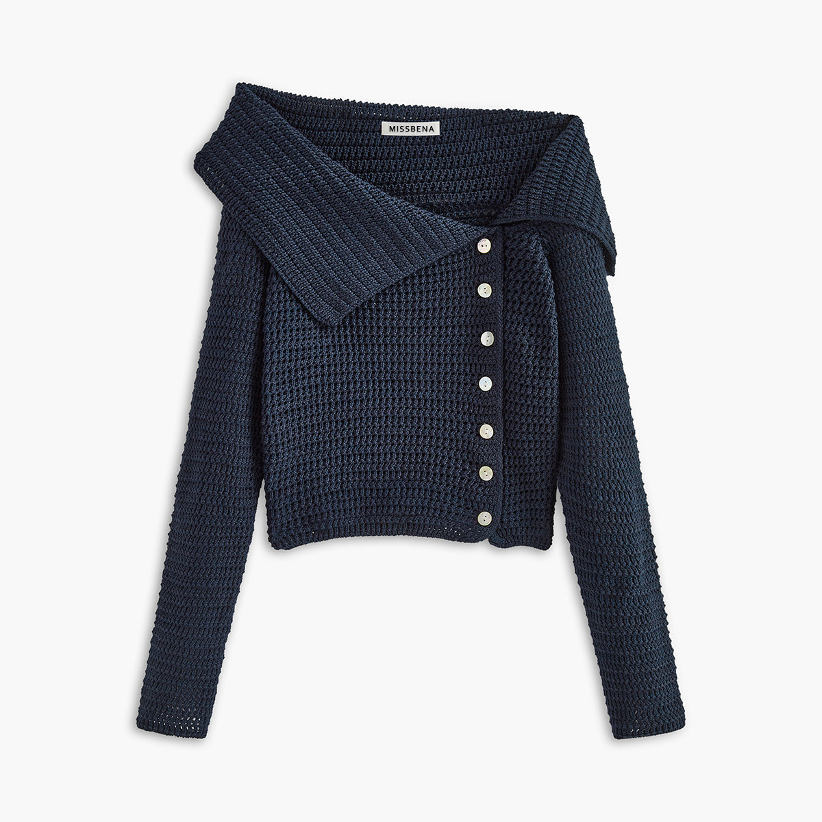 Sweter z szerokim kołnierzem i guzikami