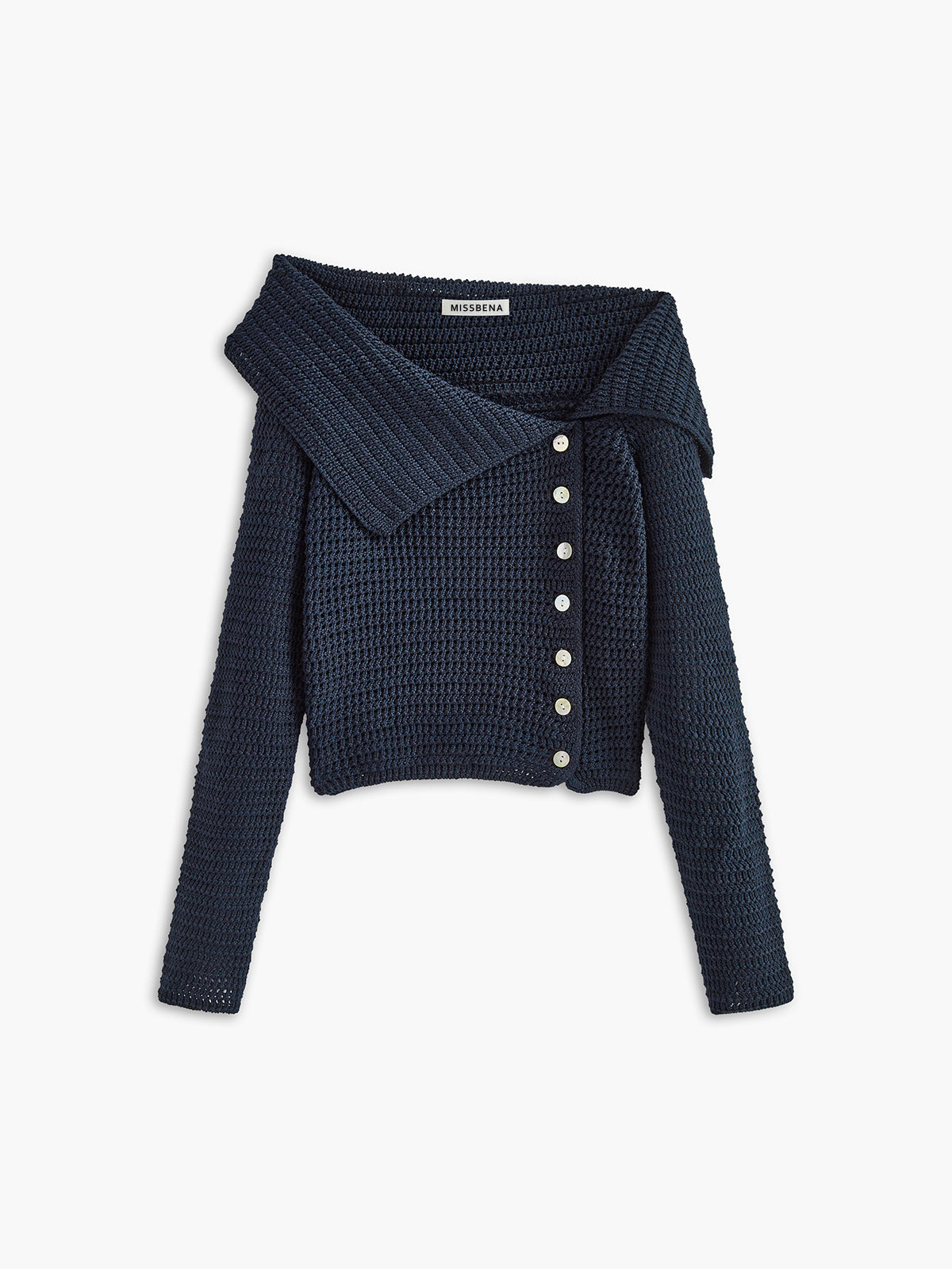 Sweter z szerokim kołnierzem i guzikami