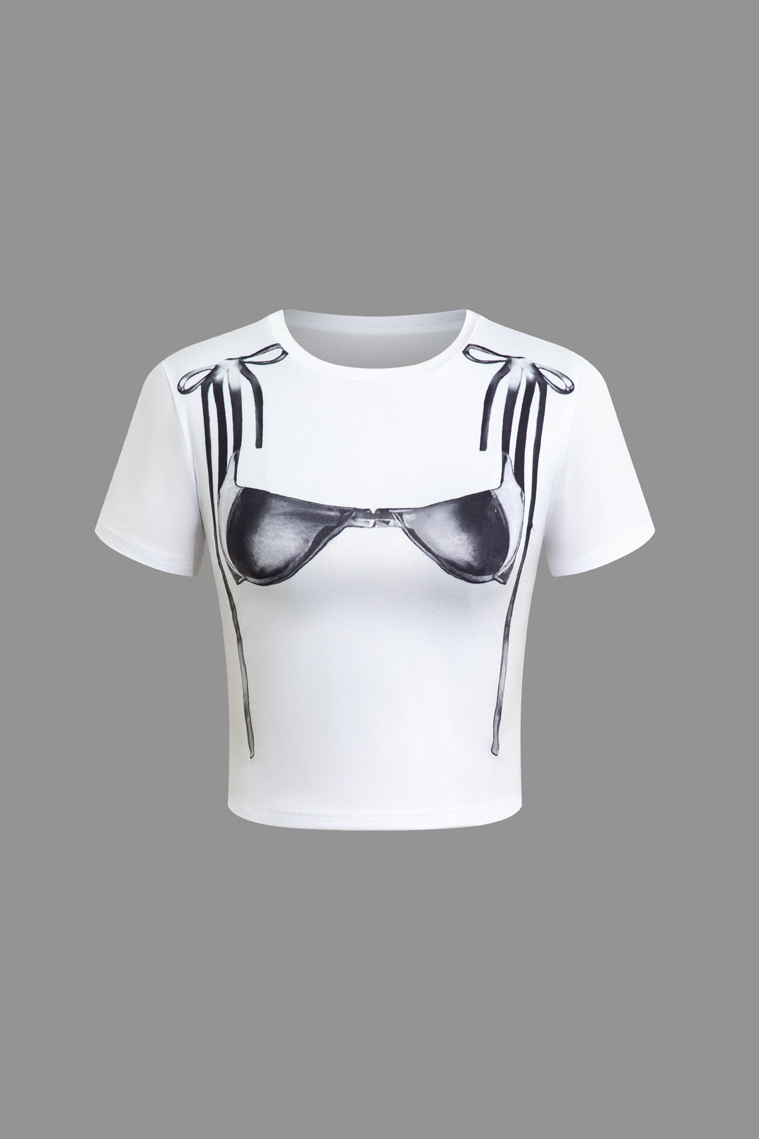 T-shirt z nadrukiem imitującym bikini wiązane