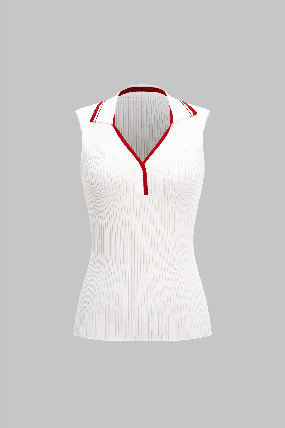 Top bez rękawów z kołnierzykiem polo