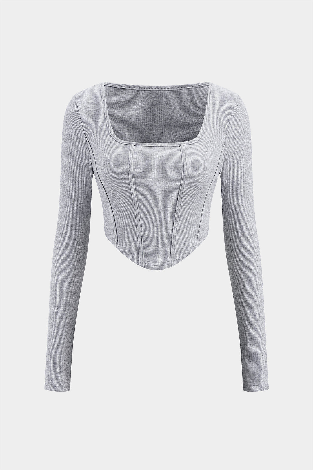 Top z długim rękawem i kwadratowym dekoltem