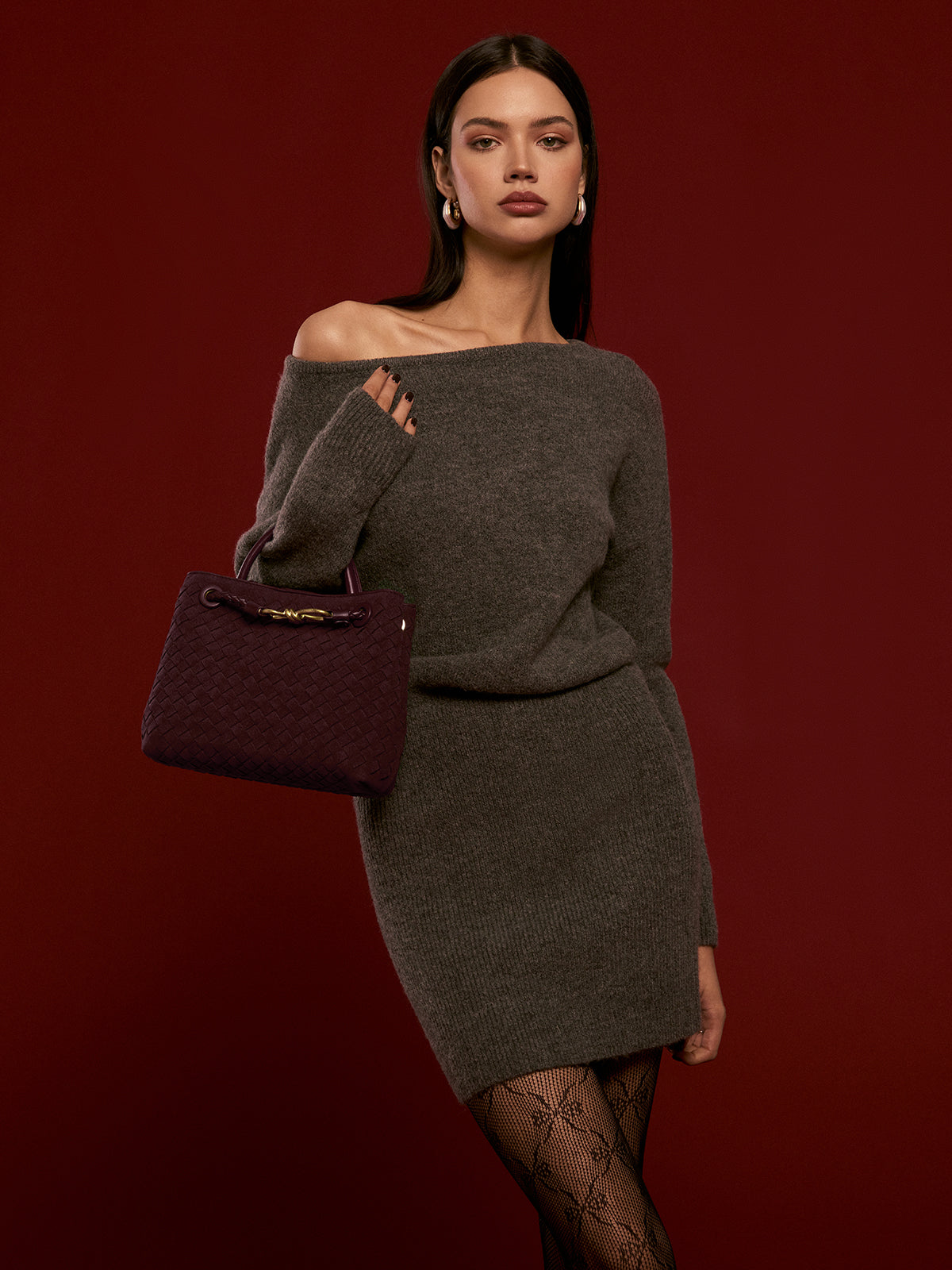 Torebka damska elegancka z plecionym wzorem