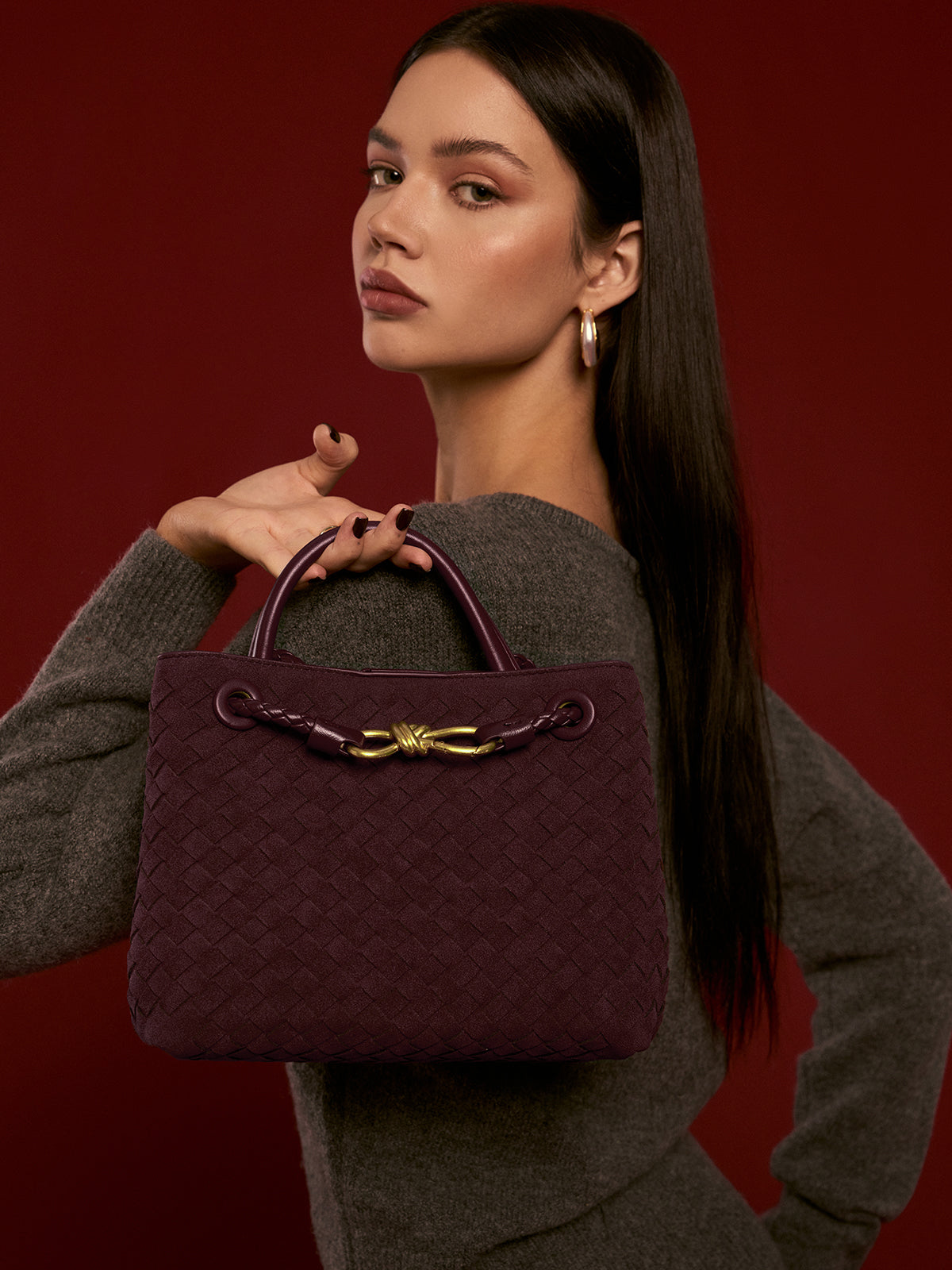 Torebka damska elegancka z plecionym wzorem