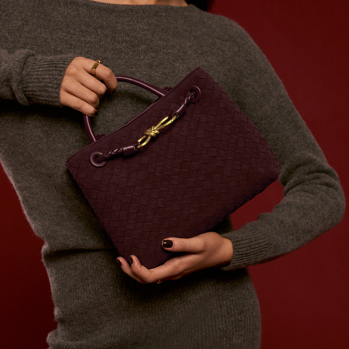 Torebka damska elegancka z plecionym wzorem