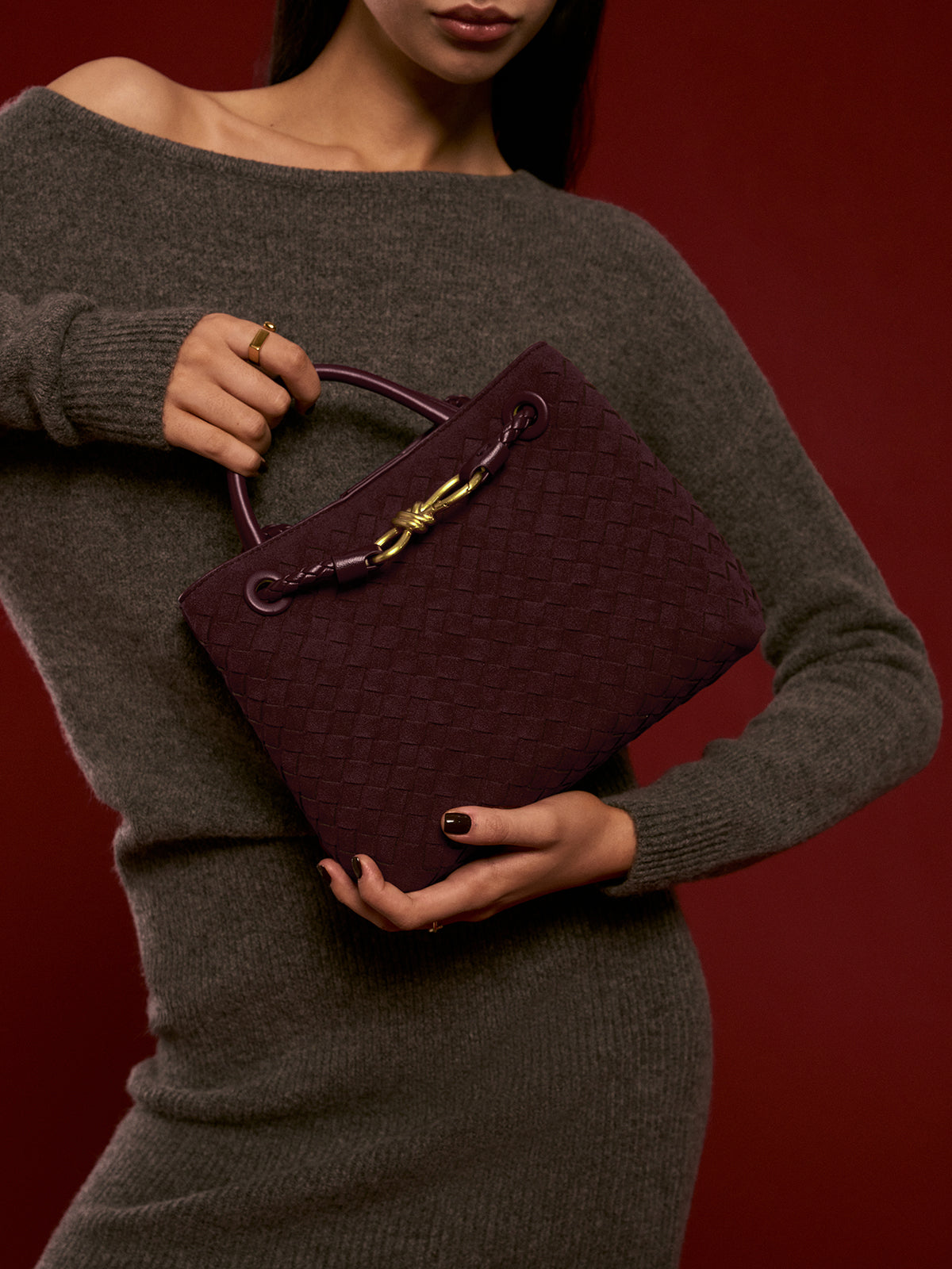 Torebka damska elegancka z plecionym wzorem